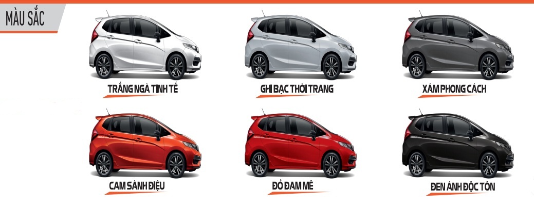 mau xe honda jazz 2018 do den cam xanh tim trang