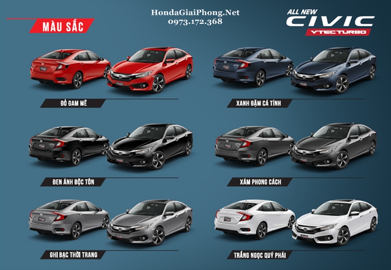 F01 mau sac ngoai that xe honda civic 2019 viet nam